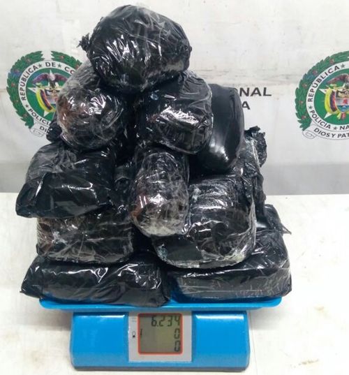 She was arrested with 5.8kg of cocaine at Bogota airport. 