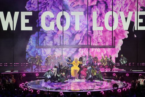 Drag acts perform during the second semi-final of the Eurovision Song Contest in Liverpool, England, on Thursday, May 11, 2023. 