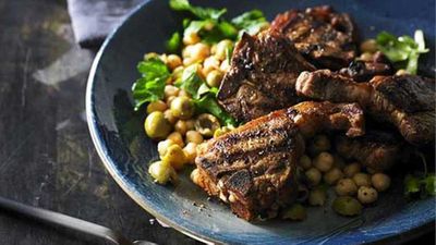 Recipe:&nbsp;<a href="http://kitchen.nine.com.au/2016/05/05/10/54/smoked-paprika-lamb-loin-chops-with-chick-pea-and-green-olive-salad" target="_top">Smoked paprika lamb loin chops with chick pea and green olive salad</a>