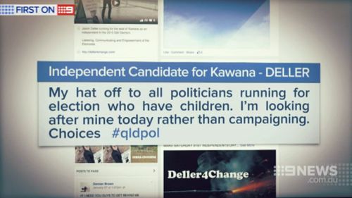 The independent candidate for Kawana recently took to Facebook to praise politicians with children. (9NEWS)
