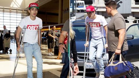 One Direction's Zayn injured, on crutches after partying with Justin Bieber