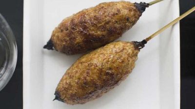 Recipe:&nbsp;<a href="http://kitchen.nine.com.au/2016/09/29/07/38/yardbirds-chicken-meatball-yakitori-with-tare-sauce" target="_top">Yardbird's chicken meatball yakitori with tare sauce</a>