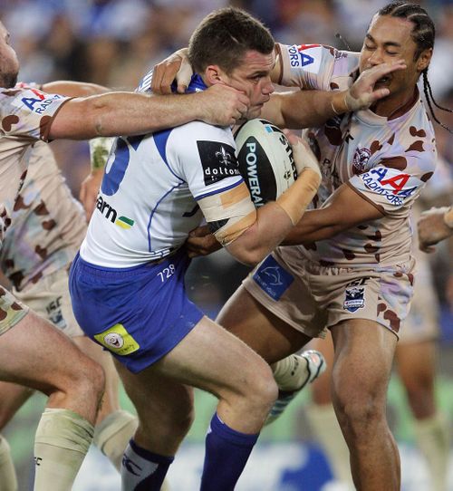 Corey Payne in action for the  Canterbury-Bankstown Bulldogs in 2012. (AAP)