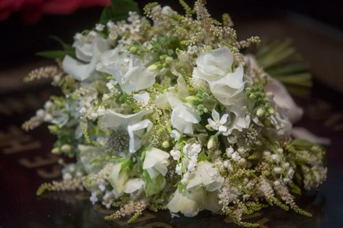 The bride’s bouquet included one of Princess Diana’s favourite flowers, forget-me-nots. Picture: PA