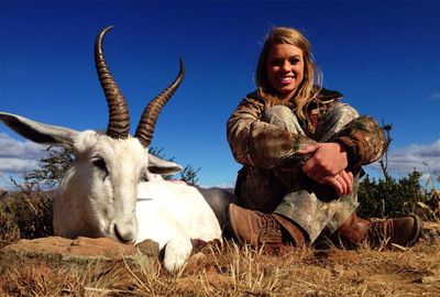"Another harvest for today," says Jones, of a white springbok.