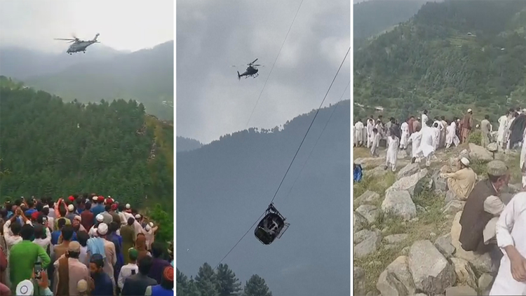 750px x 422px - Pakistan cable chair rescue: Six children and two teachers stranded in  Pakistan cable car rescued