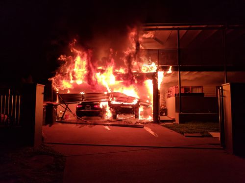 The fire started in the garage of the house.