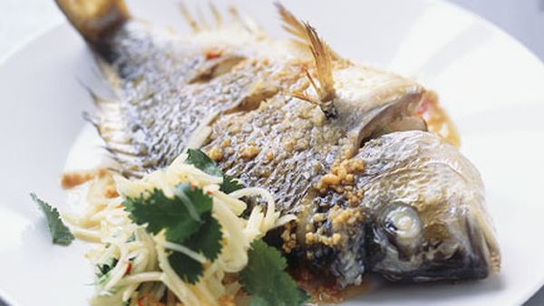 Roast bream with green papaya salad