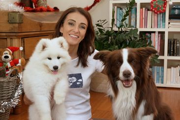 Dr Katrina Warren with two dogs