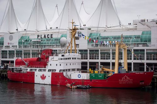 The Polar Prince ship, which carried the Titan on this expedition, is seen moored in Vancouver, British Columbia.