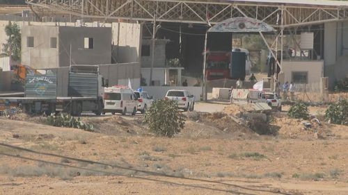 The Rafah Crossing at the Egypt-Gaza border has just opened allowing desperately needed humanitarian aid into the Palestinian territory. This footage shows the convoy entering the Gaza Strip. It's not yet known, whether any foreign nationals will be allowed to leave through the crossing.