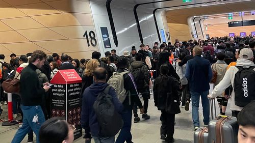 Queues for the trains at Central Station.