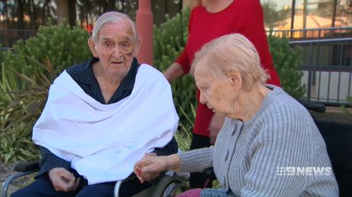 Hetty and Alf Craster were separated after a fall left Mr Craster in hospital. (9NEWS)