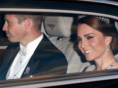 Prince William and Kate Middleton in a car