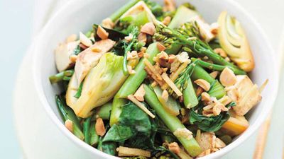 Stir-fried asian greens with tofu