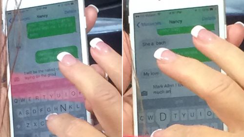The two sisters took photos of the text shared between the wife and what seemed to be a man named Mark Allen. (Twitter)