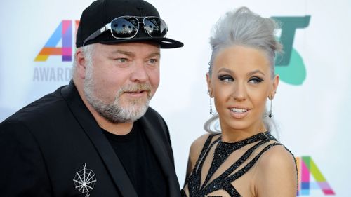 Kyle Sandilands and Imogen Anthony arrive at the 28th Annual ARIA Awards 2014. (Getty)