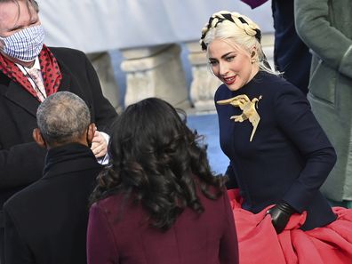Lady Gaga talks to Michelle Obama at Joe Biden's inauguration