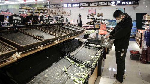 Supermarket shelves in Wuhan were stripped of produce when the coronavirus epidemic broke out.