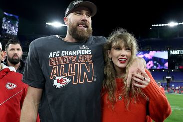Travis Kelce thanks Taylor Swift &#x27;for joining the team,&#x27; and the two are seen here on Jan. 28.