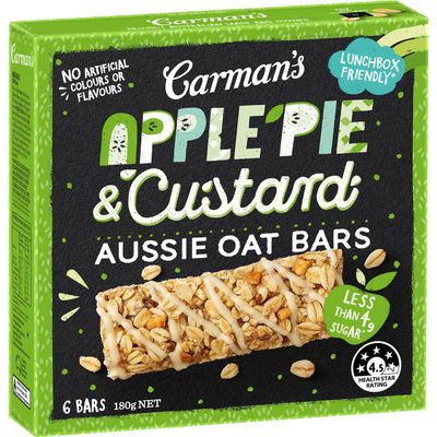 Carman's Aussie Oat Muesli Bars Apple Pie & Custard - 4.4 grams