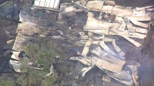 At least 12 homes have been destroyed by the blaze: a flattened home in Camperdown. (9NEWS)