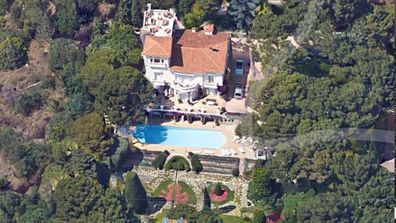 Aerial shot of Elton John's home in Nice France.