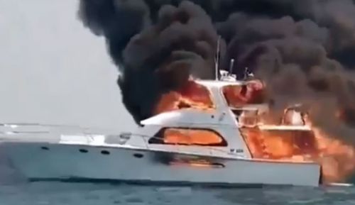 The family were forced to jump off the boat into the water off Perth.