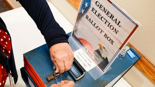 A ballot box is locked ahead of time in Cameron County, Texas.