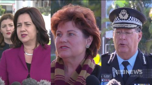 Annastacia Palaszczuk, Jo-Ann Miller and Ian Stewart are embroiled in controversy over an Ipswich police centre. (9NEWS)