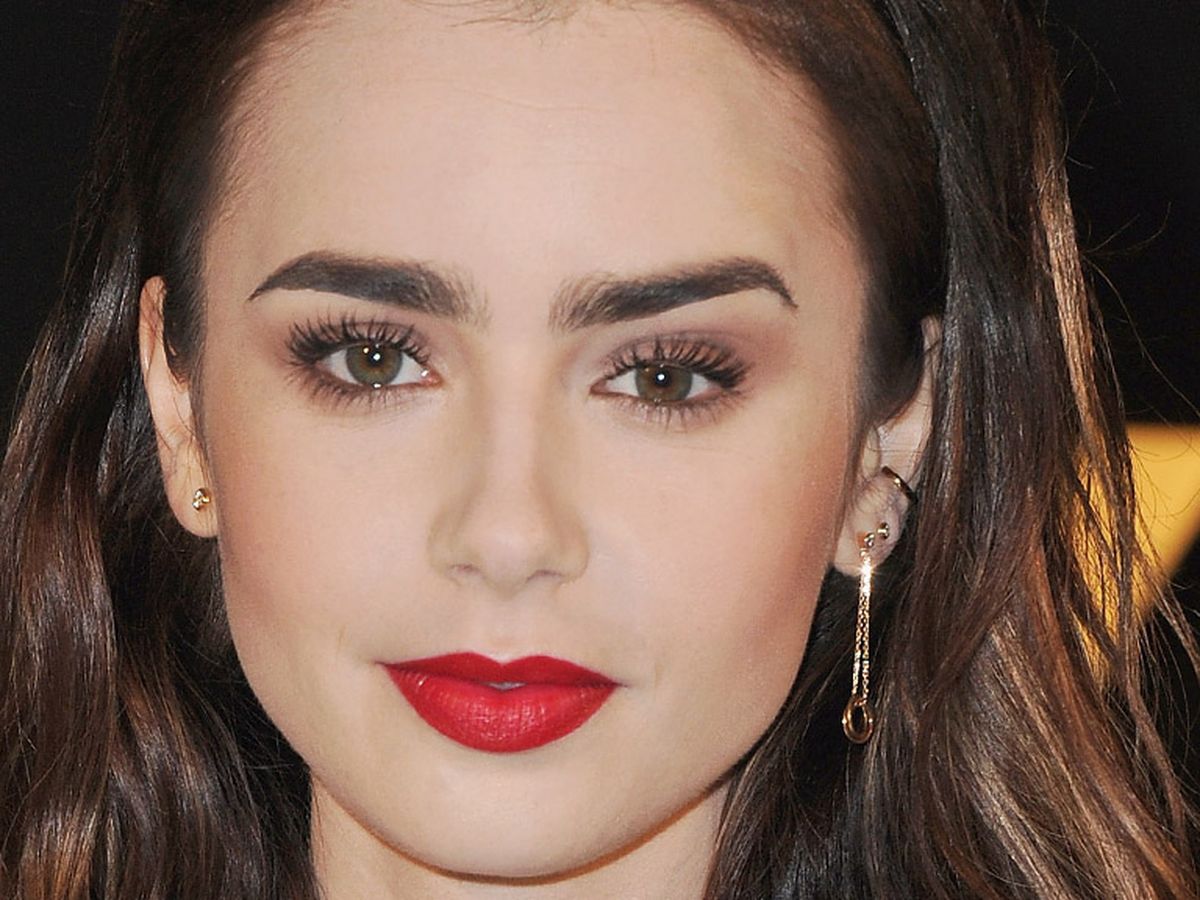 lily collins eyebrows plucked