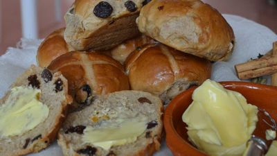 <p>Brisbane might just have struck gold with this one - <a href="http://www.cakeandbake.co/" target="_top" draggable="false"><strong>Cake &amp; Bake’s</strong></a> hot cross buns are now available fresh out of the oven daily, baked on site, AND delivered to your desk complete with Pepe Saya butter. Now that sounds like an Easter treat.<br>
But this is what makes them really special, the bun spice is a blend the team makes in-house, the glaze is a mix of whole spice pods and citrus and the buns  contain <em>only Australian dried fruits, </em>which makes them a winner.</p>
<p>RRP - 1 dozen delivered with Pepe Saya butter $36 (Brisbane only)</p>
<p>&nbsp;</p>