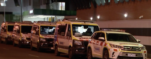 Ambulances have been filmed lining around the block of the Northern Hospital in Epping, Melbourne.