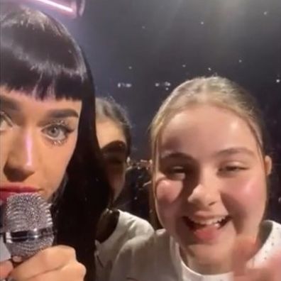 Katy Perry record message for fan on stage
