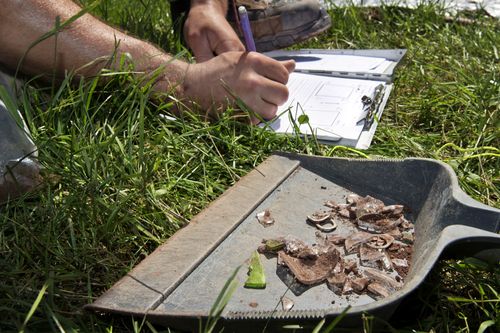 Collected artifacts from a dig are recorded at the site of the original Woodstock Music and Art Fair, in Bethel, N.Y. The main mission of Binghamton Universityâs Public Archaeology Facility was to help map out more exactly where The Who, Creedence Clearwater Revival, Janis Joplin and Joe Cocker wowed the crowds 49 years ago. (AP Photo/Richard Drew) 