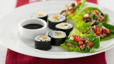 <strong><a href="http://kitchen.nine.com.au/2016/05/17/23/27/sushi-rolls-with-smoked-salmon-and-avocado" target="_top" draggable="false">Sushi rolls with smoked salmon and avocado</a> recipe</strong>