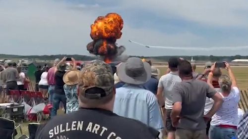 Thousands who showed up for the Field of Flight in Battle Creek witnessed a fiery crash on Saturday.