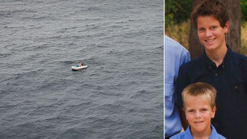 Jordan and Tyson Guerts spent the night floating in their dinghy after its fuel ran out. (9NEWS)