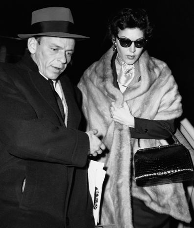 Gardner and Sinatra arrive in Rome by plane after spending the Christmas holidays and Ava's birthday together in Madrid.