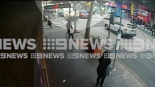 The truck can be seen crossing the intersection in Burwood yesterday afternoon. (9NEWS)