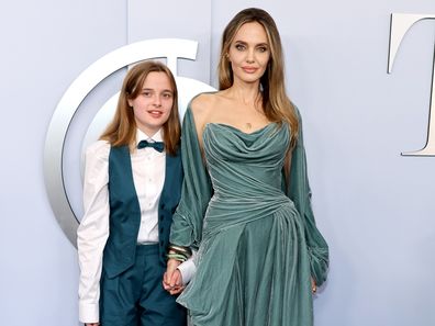 NEW YORK, NEW YORK - JUNE 16: (L-R) Vivienne Jolie-Pittand Angelina Jolie attend the 77th Annual Tony Awards at David H. Koch Theater at Lincoln Center on June 16, 2024 in New York City. (Photo by Dia Dipasupil/Getty Images)
