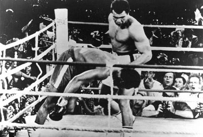 Ali put Foreman down just before the end of the eighth round.