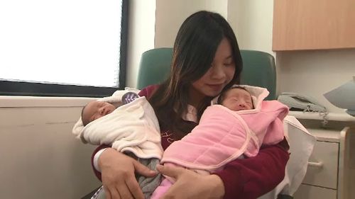 Fentyan Chen also celebrated the day with her newborn twins. Picture: 9NEWS.