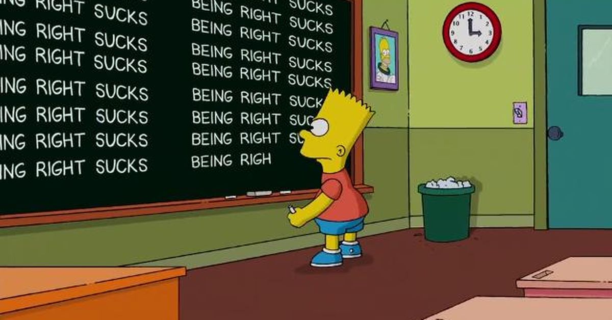 Being right sucks': The Simpsons references Trump prophecy with chalkboard  gag