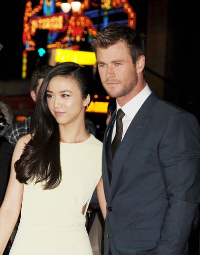 Actors Tang Wei (L) and Chris Hemsworth attend the 'Black Hat' Los Angeles premiere held at the TCL Chinese Theatre IMAX on January 8, 2015 in 