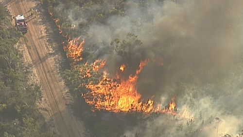 More than 500 firefighters are battling the Holsworthy blaze today. (9NEWS)