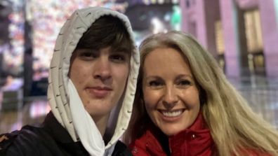 Victoria Arbiter with her son spending Christmas in New York City