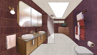 EMBARGO 11/8/25: 8:30PM The Block 2025 ensuite week House 1 Emma and Ben