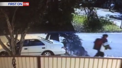 The video was shot on a nearby home's security video on Friday. (9NEWS)