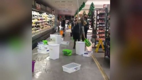 One supermarket suffered a leaky ceiling. (9NEWS)